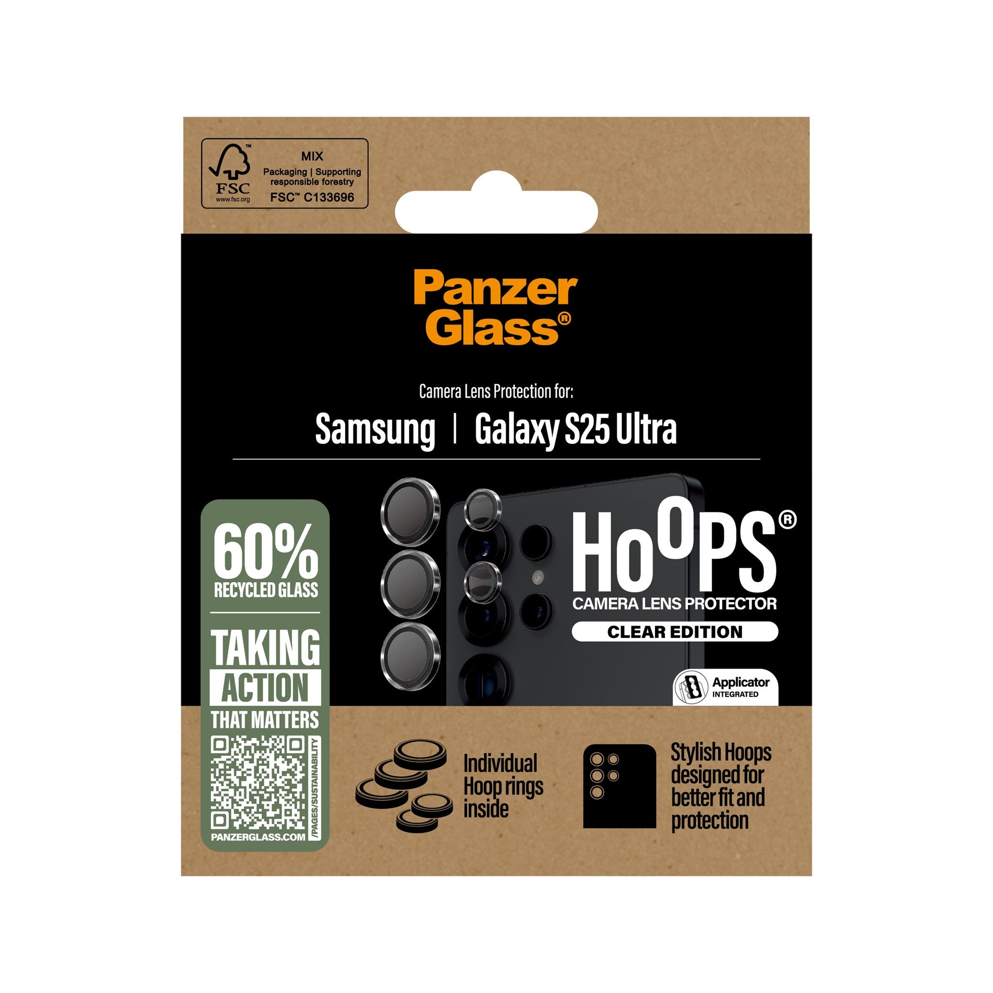 PanzerGlass® Hoops® Transparent Camera Lens Protector Samsung Galaxy S25 Ultra